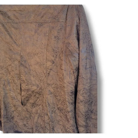 Notations Women's Brown Faux Suede roses Ruffle Front zip-up Jacket - medium - Picture 5 of 9